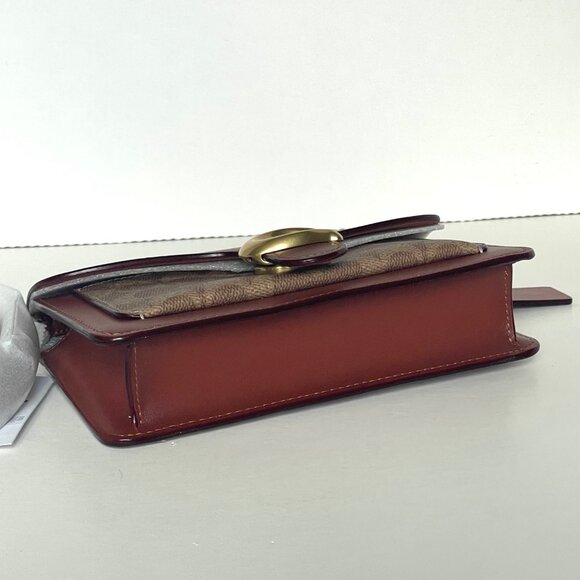 Coach Tabby Chain Clutch Signature Canvas Rust Tan CE774 Chain Crossbody ORGPKG - Picture 7 of 11